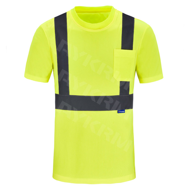 Aykrm High Visibility skjorter for menn Klasse 3 Hi Vis reflekterende sikkerhetskonstr skjorter for menn kvinner, kortermede arbeidsskjorter （APT1-010）